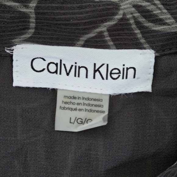 Calvin Klein Large Womens Gray Floral Ruffle Blouse - Picture 7 of 11